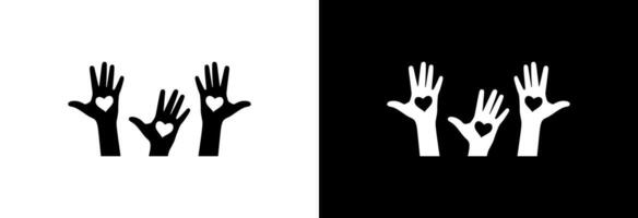 Raised hands with a heart. vector