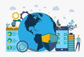 Image of cyber security concept. Illustrates the idea of cybersecurity or privacy. colorful illustration. Can be used for web banner, infographics, web page. vector