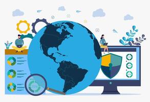 Image of cyber security concept. Illustrates the idea of cybersecurity or privacy. colorful illustration. Can be used for web banner, infographics, web page. vector