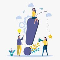 Colorful question answer illustration Frequently asked questions answer concept illustration around question marks Rating for work in the form of stars metaphor vector