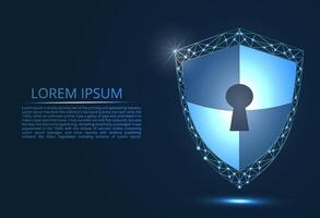 Abstract image of cyber security concept. Illustrates the idea of cybersecurity or confidentiality of information in the form of lines and shapes, pieces of glass, a keyhole. Antivirus logo. vector