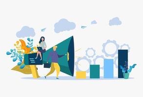 Promotion of business on the Internet for a web page, advertising, calls through screaming, online alerts. Volume. Colorful illustration vector