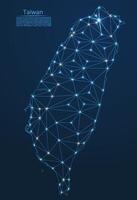 Map of Taiwan connection. low-poly image of a global map with lights in the form of cities or population density, consisting of points and shapes in the form of stars and space. vector