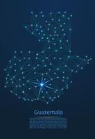 Guatemala communication network map. low poly image of a global map with lights in the form of cities in or population density consisting of points and shapes in the form of stars and space. vector