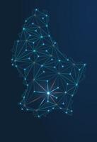 Map of Luxembourg connection. low-poly image of a global map with lights in the form of cities or population density, consisting of points and shapes in the form of stars and space. vector
