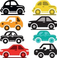 Fully Editable Multi color Car Icons Set vector