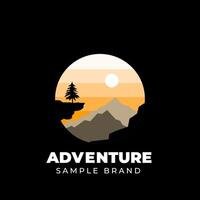 Logo design template, with landscape design of cliff and trees silhouette vector