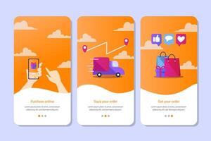 purchase online onboarding app concept. Mobile design vector