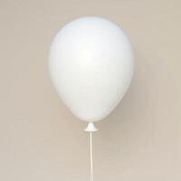 white balloon with string isolated on white background photo