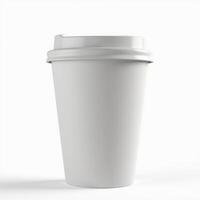 empty white paper cup isolated on white background. suitable for mockups. photo