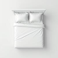 neat white bedroom isolated on white background photo