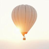 A hot air balloon flying over the ocean photo