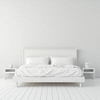neat white bedroom isolated on white background photo