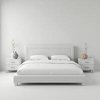 neat white bedroom isolated on white background photo