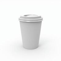 empty white paper cup isolated on white background. suitable for mockups. photo