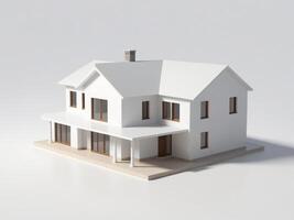 modern house with minimalist design isolated on white background. photo