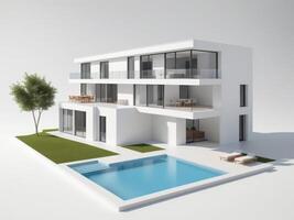 Elegant multifamily housing development with a minimalist aesthetic. isolated on white background. photo