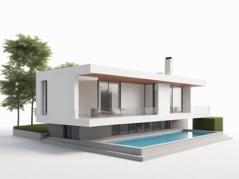 Elegant multifamily housing development with a minimalist aesthetic. isolated on white background. photo