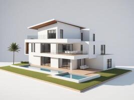 Elegant multifamily housing development with a minimalist aesthetic. isolated on white background. photo