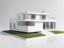 luxury housing with modern minimalist design isolated on white background. photo