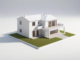 modern house with minimalist design isolated on white background. photo