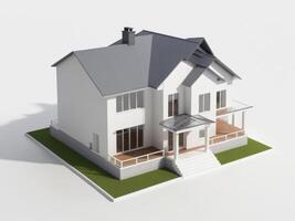 modern house with minimalist design isolated on white background. photo