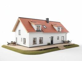modern house on the outskirts of urban area with minimalist design isolated on white background. photo