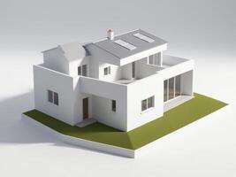 Modern residential architecture with minimalist design isolated on white background. photo