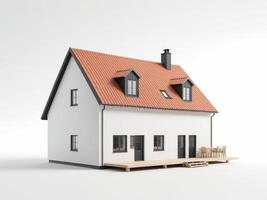 modern house on the outskirts of urban area with minimalist design isolated on white background. photo