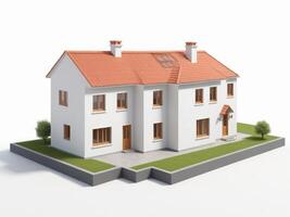 Minimalist modern residential architecture isolated on white background. photo