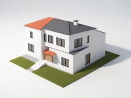 Minimalist modern residential architecture isolated on white background. photo
