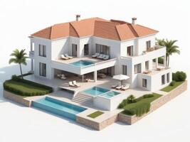 luxury housing with modern minimalist design isolated on white background. photo