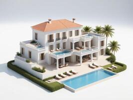 luxury villa in modern style isolated on white background. photo