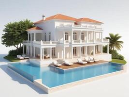 luxury housing with modern minimalist design isolated on white background. photo