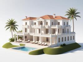luxury villa in modern style isolated on white background. photo