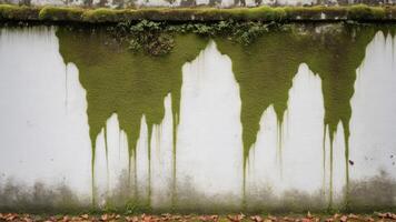 old white wall with moss as background photo