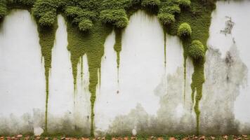 old white wall with moss as background photo
