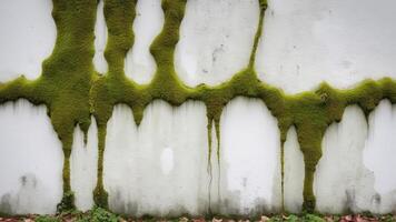 old white wall with moss as background photo