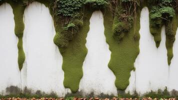 old white wall with moss as background photo