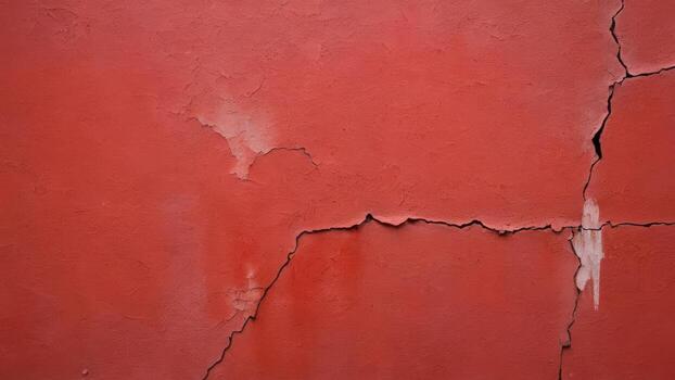 cracked dark red wall with texture as background photo