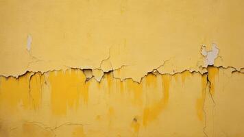 old yellow cracked wall with texture as background photo