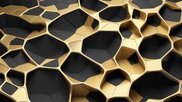 Black gold Geometric Polygonal. Luxury Background With abstract Hexagon Pattern. photo