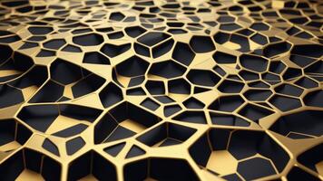 Black gold Geometric Polygonal. Luxury Background With abstract Hexagon Pattern. photo