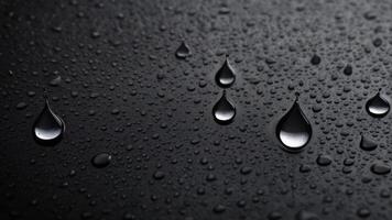 water droplets slid across the black wet surface. photo