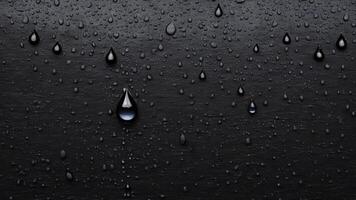 water droplets slid across the black wet surface. photo