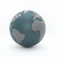 A polished 3D globe of Earth, showcasing its natural topography, set against a pure white background for a clean, modern look. photo