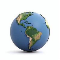 3D illustration of earth globe isolated on white background photo