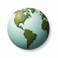 A polished 3D globe of Earth, showcasing its natural topography, set against a pure white background. photo