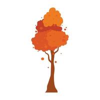 Cartoon-style autumn tree with vibrant yellow and red leaves, featuring different types of trees and bushes vector
