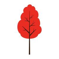 A collection of autumn trees with yellow and red leaves, drawn in a cheerful cartoon style, with bushes. vector